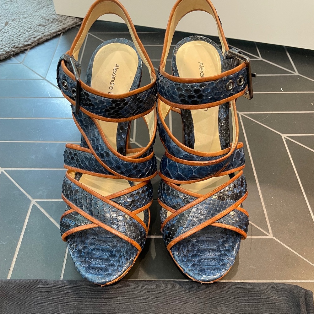 Alexandre Birman Python Wedge Sandals Blue - image 1